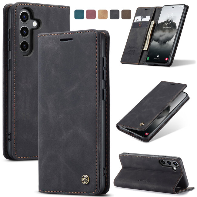 Caseme - Telefoonhoesje geschikt voor Samsung Galaxy A15 - Wallet Book Case - Met Magnetische Sluiting - Zwart