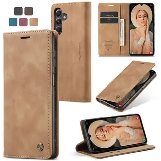 CaseMe Caseme - Telefoonhoesje geschikt voor Samsung Galaxy A15 - Wallet Book Case - Met Magnetische Sluiting - Licht Bruin