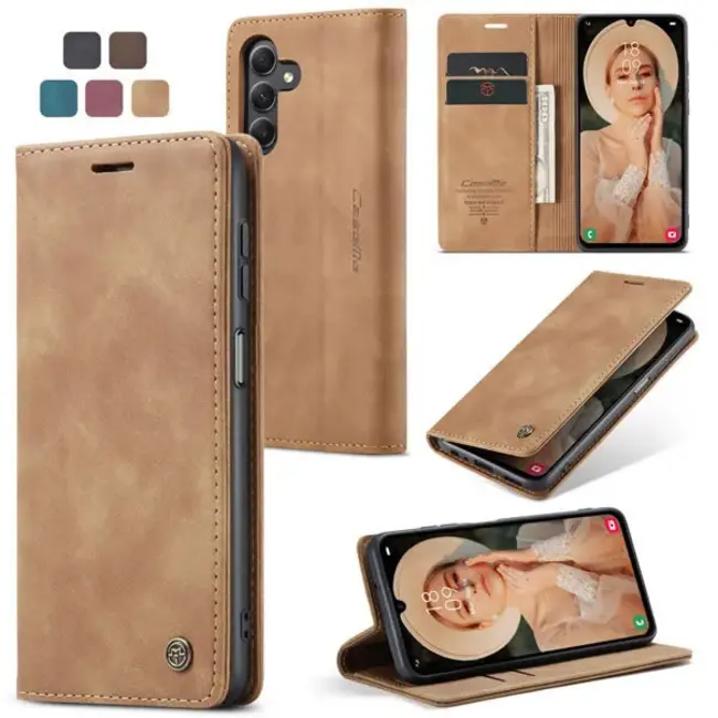 Caseme - Telefoonhoesje geschikt voor Samsung Galaxy A15 - Wallet Book Case - Met Magnetische Sluiting - Licht Bruin