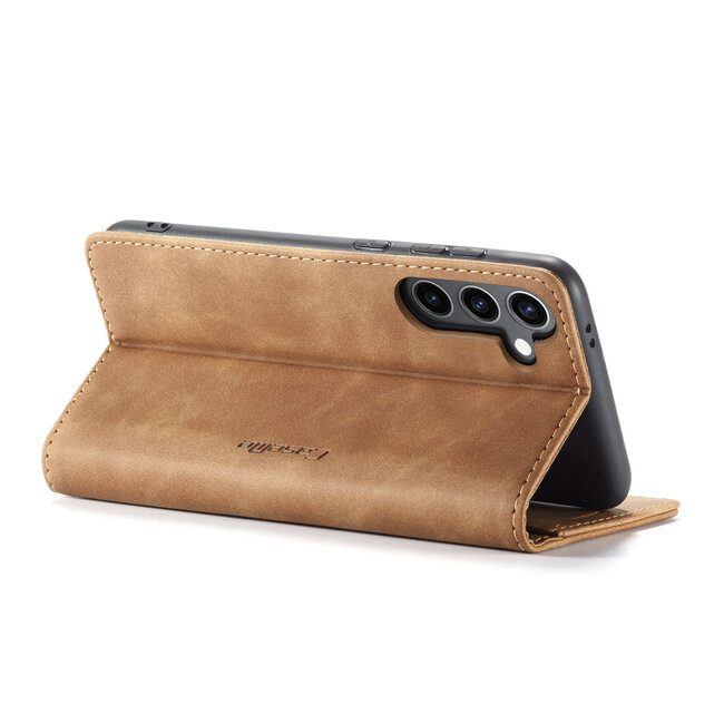 Caseme - Telefoonhoesje geschikt voor Samsung Galaxy A15 - Wallet Book Case - Met Magnetische Sluiting - Licht Bruin