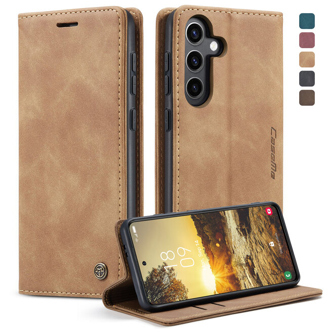Caseme - Telefoonhoesje geschikt voor Samsung Galaxy A15 - Wallet Book Case - Met Magnetische Sluiting - Licht Bruin