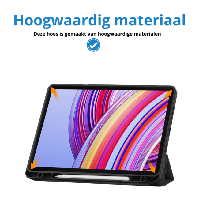 Case2go - Tablet hoes geschikt voor Xiaomi Redmi Pad Pro (2024) - Tri-fold Case met Auto/Wake Functie  - Met Pencil houder - 12.1 Inch - Zwart