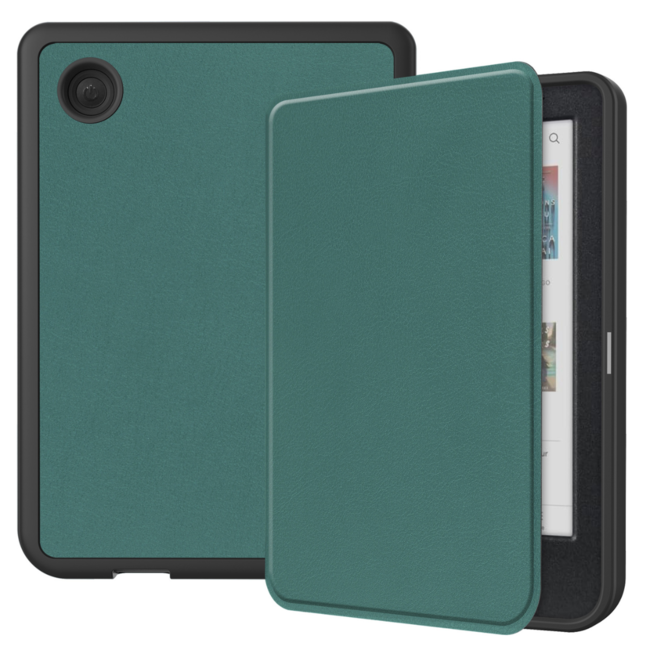 Case2go - Hoes geschikt voor Kobo Clara Colour/ BW - Sleepcover - Auto/Wake functie - Donker Groen