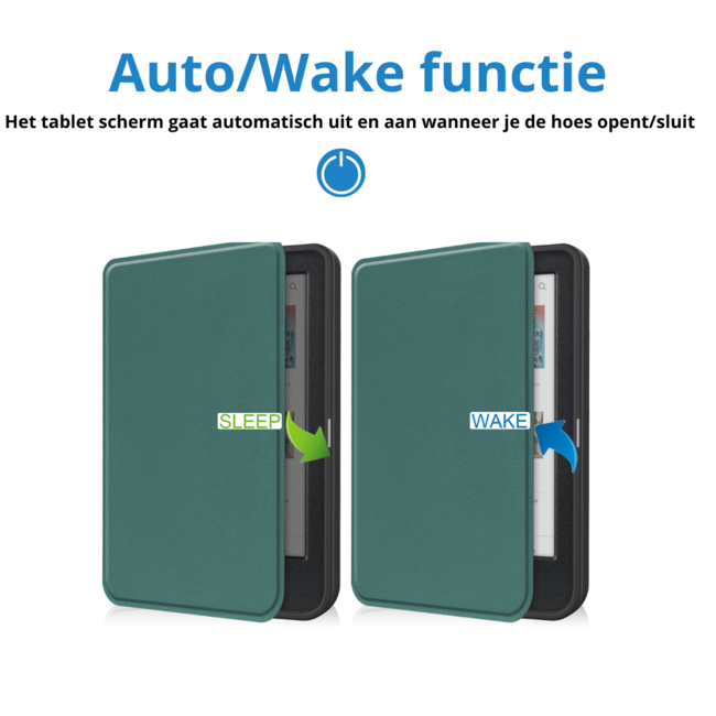 Case2go - Hoes geschikt voor Kobo Clara Colour/ BW - Sleepcover - Auto/Wake functie - Donker Groen