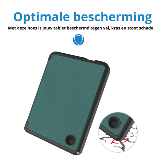 Case2go - Hoes geschikt voor Kobo Clara Colour/ BW - Sleepcover - Auto/Wake functie - Donker Groen