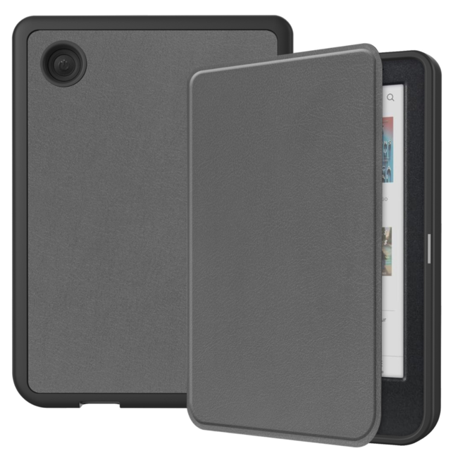 Case2go - Hoes geschikt voor Kobo Clara Colour/ BW - Sleepcover - Auto/Wake functie - Grijs