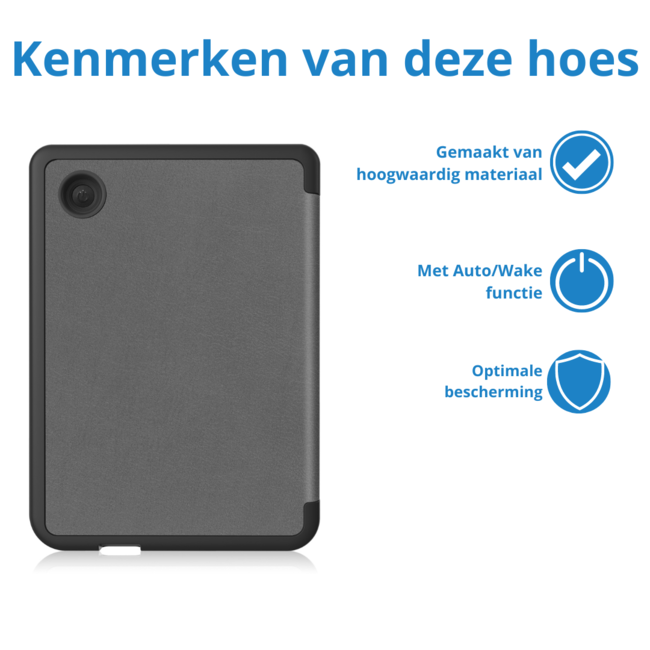Case2go - Hoes geschikt voor Kobo Clara Colour/ BW - Sleepcover - Auto/Wake functie - Grijs