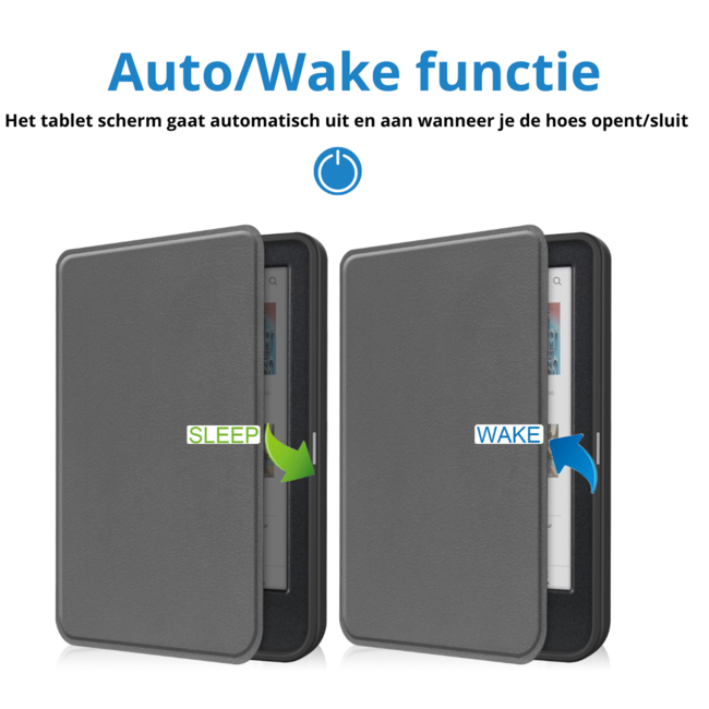 Case2go - Hoes geschikt voor Kobo Clara Colour/ BW - Sleepcover - Auto/Wake functie - Grijs