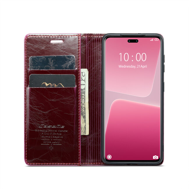 CaseMe - Telefoonhoesje geschikt voor Xiaomi Redmi Note 13 Pro 5G - Flip Wallet Case - Magneetsluiting - Rood