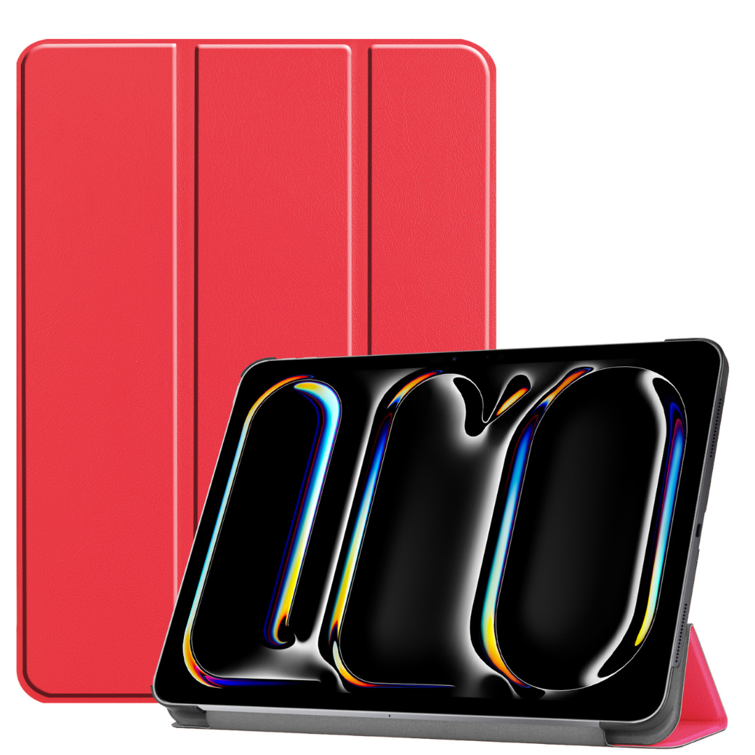 Case2go - Tablet hoes geschikt voor Apple iPad Pro 11 (2024) - Tri-fold hoes - Auto/Wake functie  - Rood afbeelding