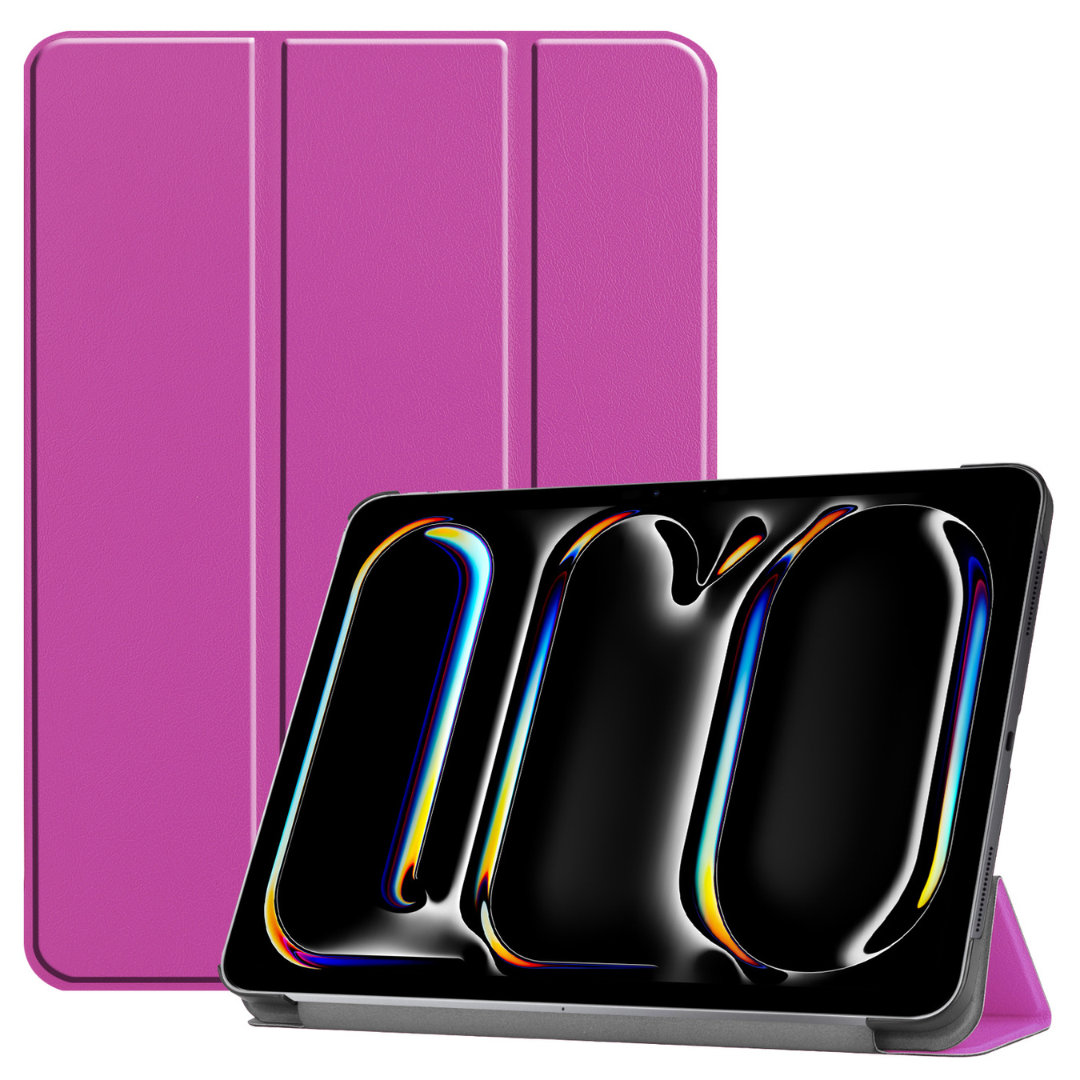 Case2go - Tablet hoes geschikt voor Apple iPad Pro 11 (2024) - Tri-fold hoes - Auto/Wake functie  - Paars afbeelding