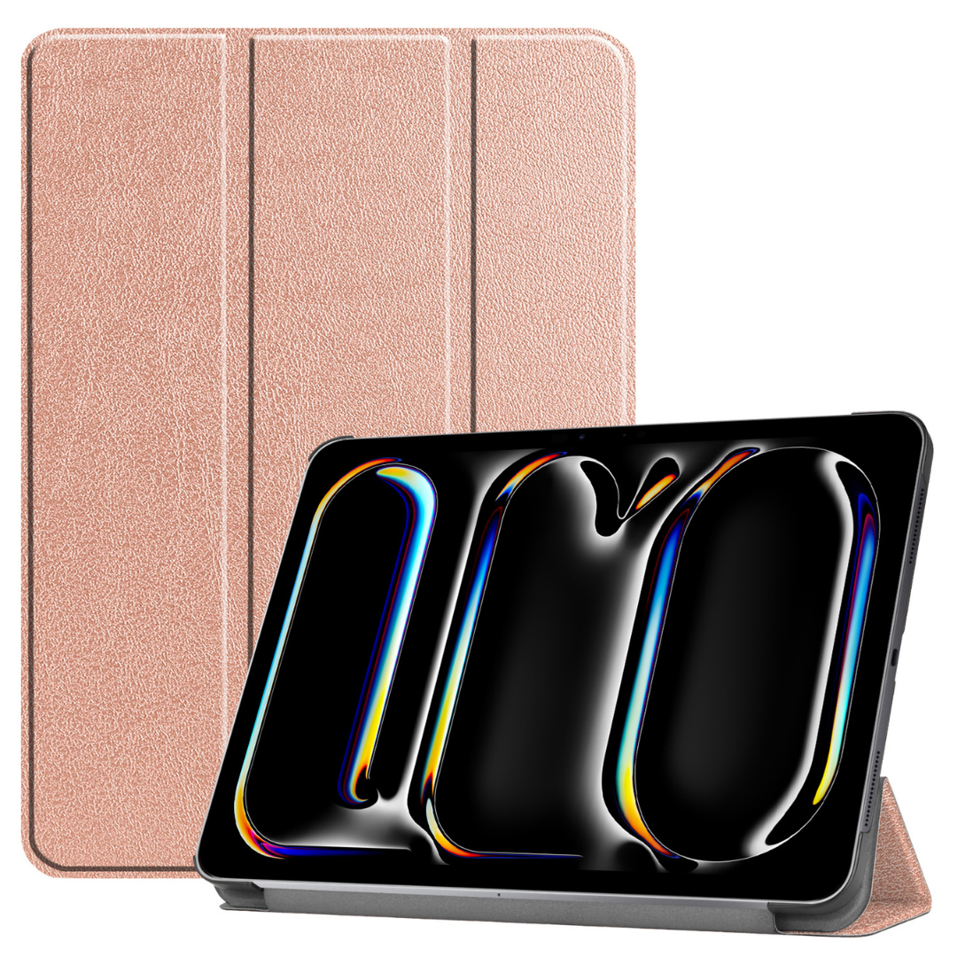 Case2go - Tablet hoes geschikt voor Apple iPad Pro 11 (2024) - Tri-fold hoes - Auto/Wake functie  - Rose Goud afbeelding