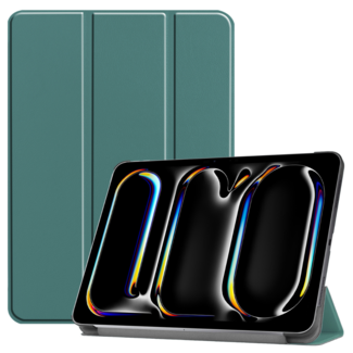 Case2go Case2go - Tablet hoes geschikt voor Apple iPad Pro 11 (2024) - Tri-fold hoes - Auto/Wake functie  - Donker Groen
