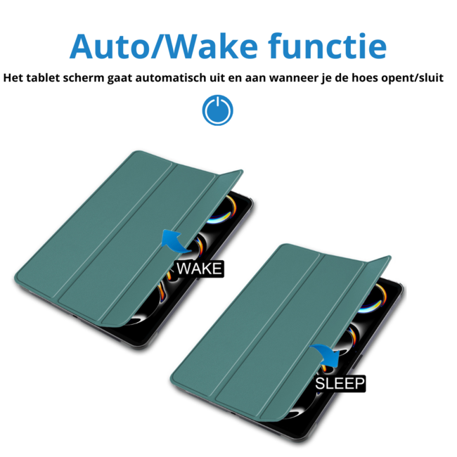Case2go - Tablet hoes geschikt voor Apple iPad Pro 11 (2025) / Apple iPad Pro 11 (2024) - Tri-fold hoes - Auto/Wake functie  - Donker Groen