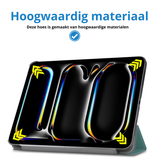 Case2go - Tablet hoes geschikt voor Apple iPad Pro 11 (2025) / Apple iPad Pro 11 (2024) - Tri-fold hoes - Auto/Wake functie  - Donker Groen