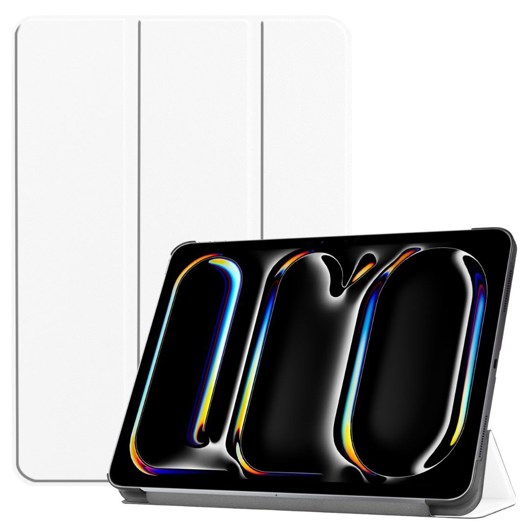 Case2go - Tablet hoes geschikt voor Apple iPad Pro 11 (2024) - Tri-fold hoes - Auto/Wake functie  - Wit afbeelding