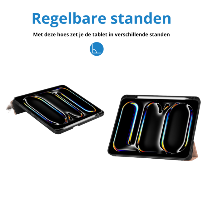 Case2go - Tablet hoes geschikt voor Apple iPad Pro 11 (2025) / Apple iPad Pro 11 (2024) - Tri-fold Case - Met Pencilhouder - Rose Goud