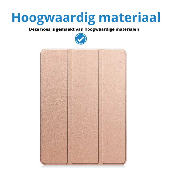 Case2go - Tablet hoes geschikt voor Apple iPad Pro 11 (2025) / Apple iPad Pro 11 (2024) - Tri-fold Case - Met Pencilhouder - Rose Goud