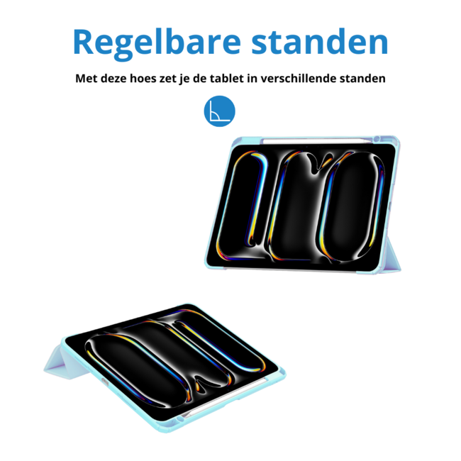 Case2go - Tablet hoes geschikt voor Apple iPad Pro 13 (2025/2024) - Acrylic Trifold case met Pencil houder - Licht Blauw
