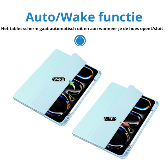 Case2go - Tablet hoes geschikt voor Apple iPad Pro 13 (2025/2024) - Acrylic Trifold case met Pencil houder - Licht Blauw