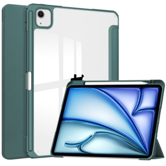 Case2go Case2go - Tablet hoes geschikt voor Apple iPad Air 13 (2024) - Acrylic Trifold case met Pencil houder - Donker Groen