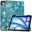 Hoes geschikt voor Apple iPad Air 13 (2025) / iPad Air 13 (2024) - 13 Inch - Tri-Fold Book Case met Stylus Pen houder - TPU - Witte Bloesem