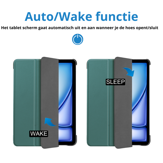Hoes geschikt voor Apple iPad Air 13 (2025) / iPad Air 13 (2024) - 13 Inch - Tri-Fold Book Case met Stylus Pen houder - TPU - Donkergroen