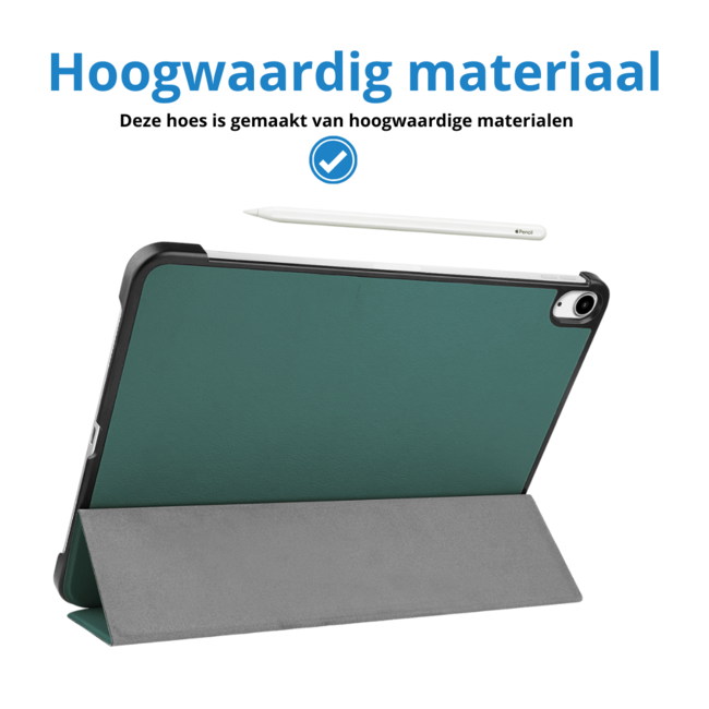 Hoes geschikt voor Apple iPad Air 13 (2025) / iPad Air 13 (2024) - 13 Inch - Tri-Fold Book Case met Stylus Pen houder - TPU - Donkergroen
