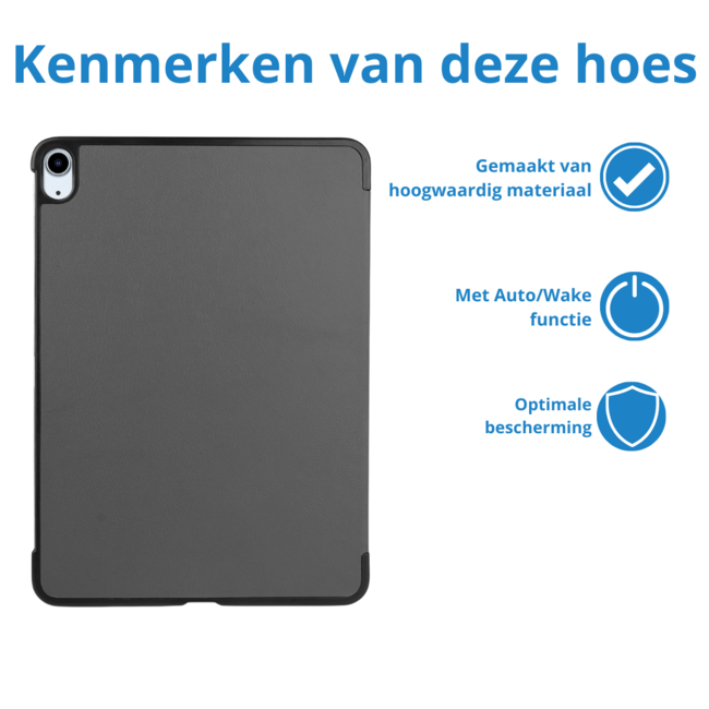 Hoes geschikt voor Apple iPad Air 13 (2025) / iPad Air 13 (2024) - 13 Inch - Tri-Fold Book Case met Stylus Pen houder - TPU - Grijs