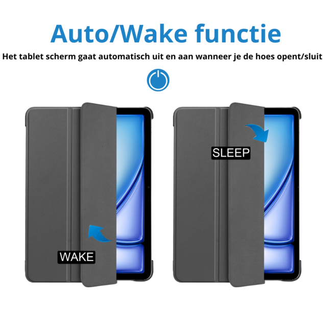 Case2go - Tablet hoes geschikt voor Apple iPad Air 13 (2024) / Apple iPad Air 13 (2025) - Tri-fold hoes - Auto/Wake functie - Grijs