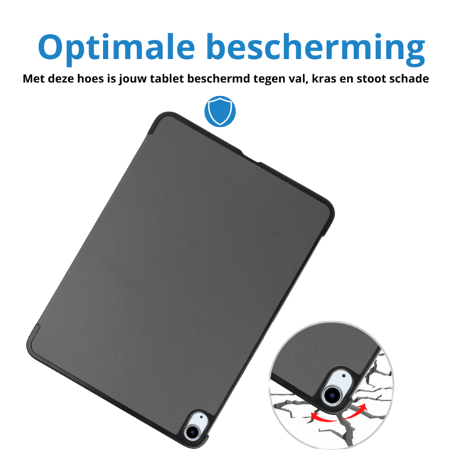 Case2go - Tablet hoes geschikt voor Apple iPad Air 13 (2024) / Apple iPad Air 13 (2025) - Tri-fold hoes - Auto/Wake functie - Grijs