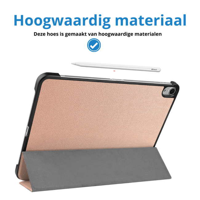 Hoes geschikt voor Apple iPad Air 13 (2025) / iPad Air 13 (2024) - 13 Inch - Tri-Fold Book Case met Stylus Pen houder - TPU - Rosegoud
