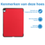 Hoes geschikt voor Apple iPad Air (2024) - 13 Inch - Tri-Fold Book Case met Stylus Pen houder - TPU - Rood