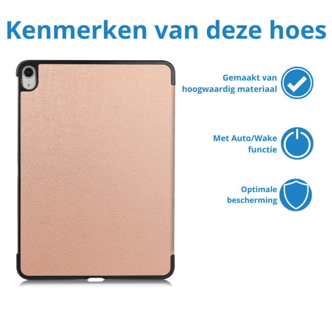 Case2go - Tablet hoes geschikt voor Apple iPad Air 13 (2024) / Apple iPad Air 13 (2025) - Tri-fold hoes - Auto/Wake functie - Rose Goud