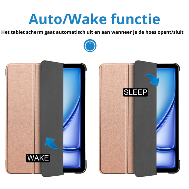 Case2go - Tablet hoes geschikt voor Apple iPad Air 13 (2024) / Apple iPad Air 13 (2025) - Tri-fold hoes - Auto/Wake functie - Rose Goud