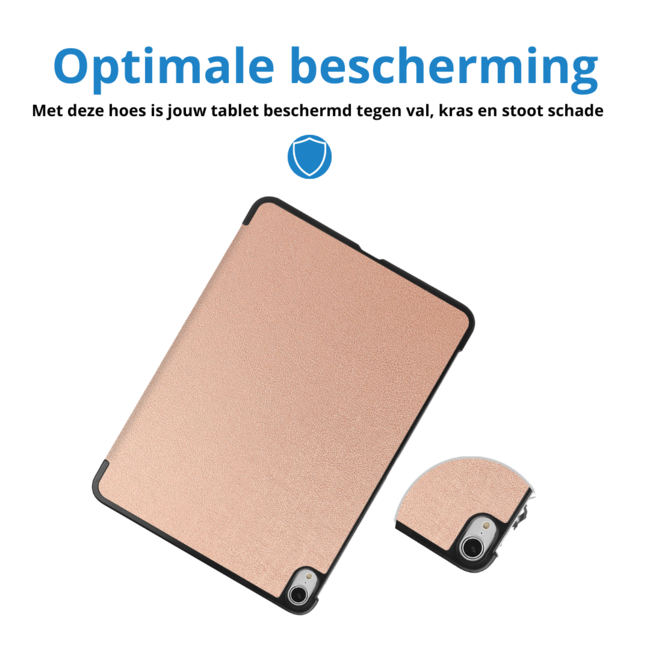 Case2go - Tablet hoes geschikt voor Apple iPad Air 13 (2024) / Apple iPad Air 13 (2025) - Tri-fold hoes - Auto/Wake functie - Rose Goud