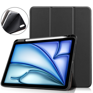 Hoozey Hoozey - Tablet hoes geschikt voor Apple iPad Air (2024) - Tri-fold Case met Auto/Wake Functie - Met Pencilhouder - 11 inch - Zwart