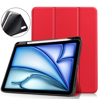Hoozey Hoozey - Tablet hoes geschikt voor Apple iPad Air (2024) - Tri-fold Case met Auto/Wake Functie - Met Pencilhouder - 11 inch - Rood