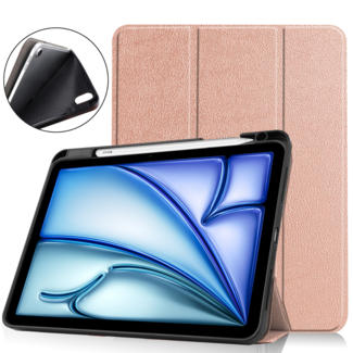 Hoozey Hoozey - Tablet hoes geschikt voor Apple iPad Air (2024) - Tri-fold Case met Auto/Wake Functie - Met Pencilhouder - 11 inch - Rose Goud