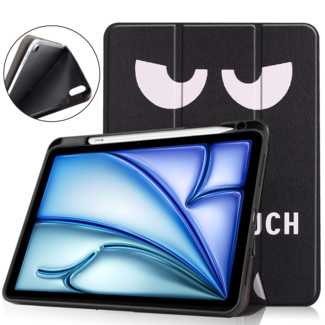 Hoozey Hoozey - Tablet hoes geschikt voor Apple iPad Air (2024) - Tri-fold Case met Auto/Wake Functie - Met Pencilhouder - 11 inch - Don&amp;#039;t Touch Me