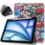 Hoozey - Tablet hoes geschikt voor Apple iPad Air (2024) - Tri-fold Case met Auto/Wake Functie - Met Pencilhouder - 11 inch - Graffiti