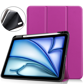 Hoozey Hoozey - Tablet hoes geschikt voor Apple iPad Air (2024) - Tri-fold Case met Auto/Wake Functie - Met Pencilhouder - 11 inch - Paars