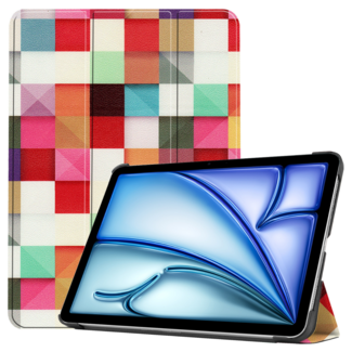 Hoozey Hoozey - Tablet hoes geschikt voor iPad Air (2024) - Tri-fold hoes met auto/wake functie - 11 inch - Blocks