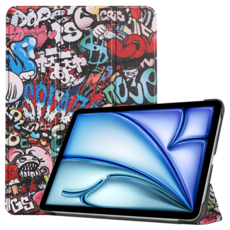 Hoozey Hoozey - Tablet hoes geschikt voor iPad Air (2024) - Tri-fold hoes met auto/wake functie - 11 inch - Graffiti