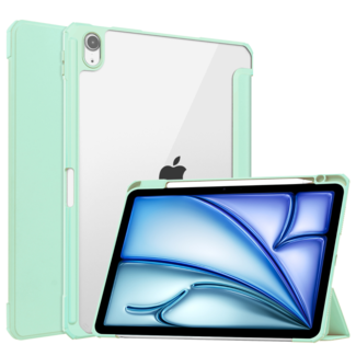 Hoozey Hoozey - Tablet hoes geschikt voor iPad Air (2024) - Acrylic Trifold case met Pencil houder - 11 inch - Lichtgroen