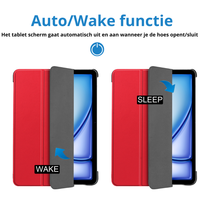 Case2go - Tablet hoes geschikt voor Apple iPad Air 13 (2024) / Apple iPad Air 13 (2025) - Tri-fold hoes - Auto/Wake functie - Rood