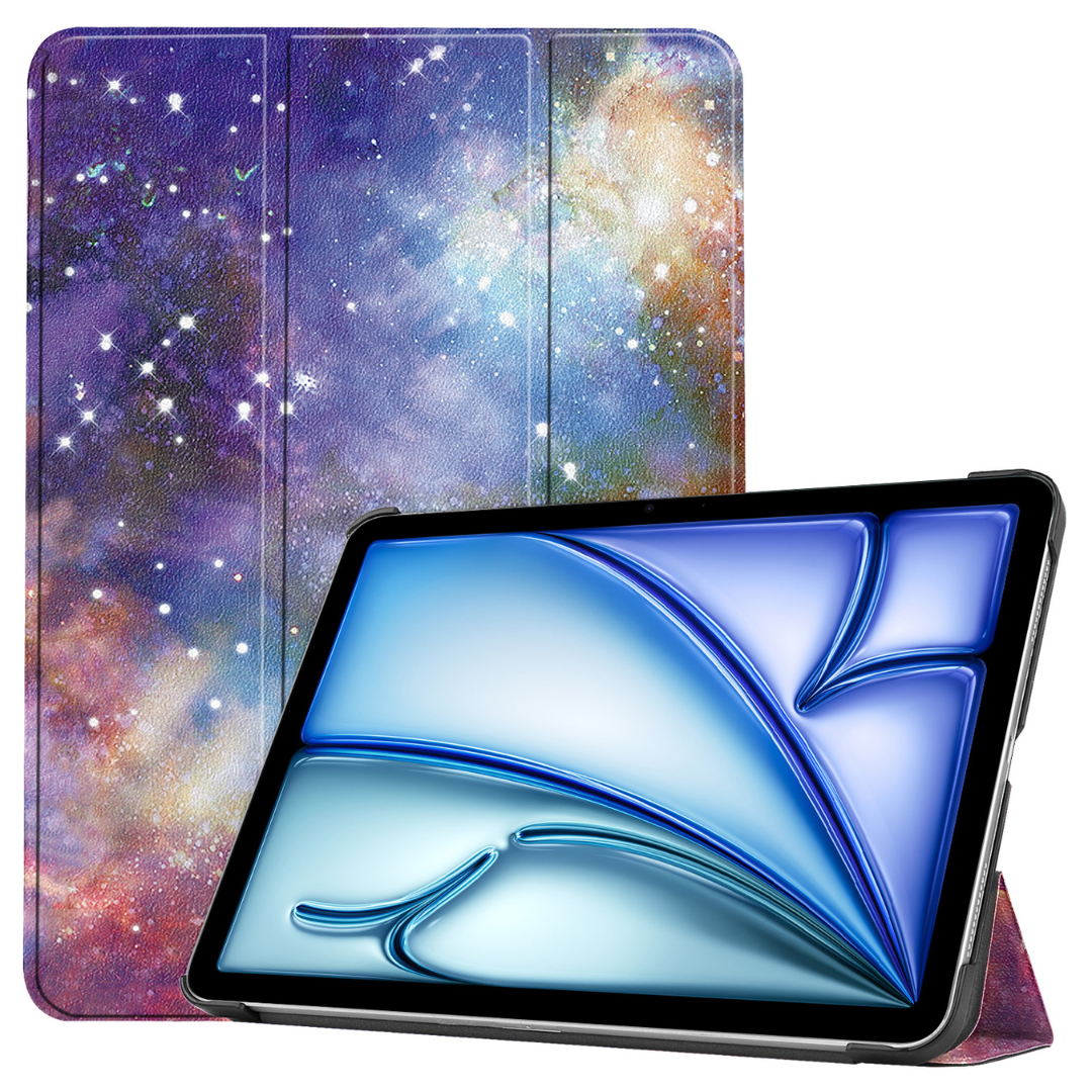 Case2go - Tablet hoes geschikt voor Apple iPad Air 13 (2024) / Apple iPad Air 13 (2025) - Tri-fold hoes - Auto/Wake functie - Galaxy afbeelding