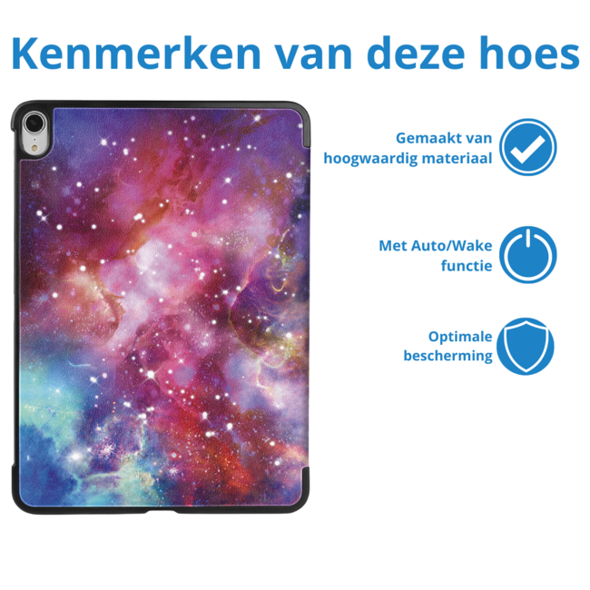 Case2go - Tablet hoes geschikt voor Apple iPad Air 13 (2024) / Apple iPad Air 13 (2025) - Tri-fold hoes - Auto/Wake functie - Galaxy
