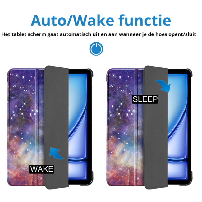Case2go - Tablet hoes geschikt voor Apple iPad Air 13 (2024) / Apple iPad Air 13 (2025) - Tri-fold hoes - Auto/Wake functie - Galaxy