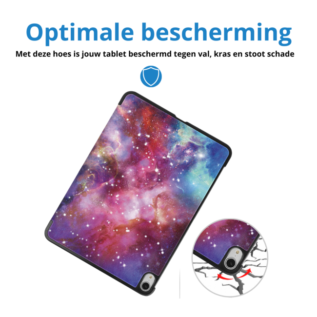 Case2go - Tablet hoes geschikt voor Apple iPad Air 13 (2024) / Apple iPad Air 13 (2025) - Tri-fold hoes - Auto/Wake functie - Galaxy